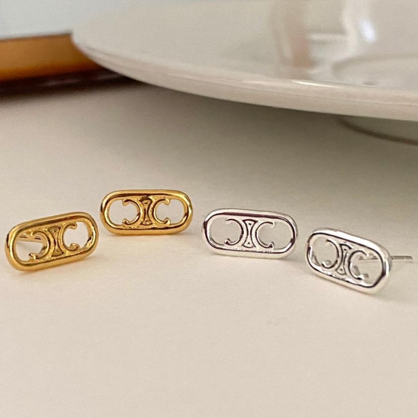 Minimalist Arch-Shaped 925 Sterling Silver Stud Earrings with Pearl Inlay for Women