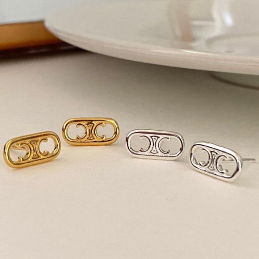 Pendientes de botón minimalistas con forma de arco de plata de ley 925 con incrustaciones de perlas para mujer