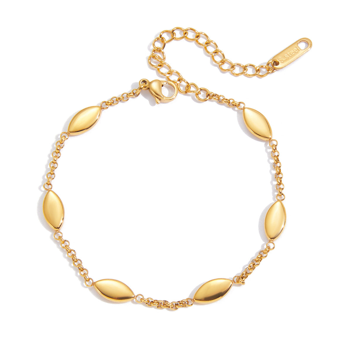 Bracciale di lusso geometrico in acciaio inossidabile placcato oro 18 carati da donna, alla moda per il pendolarismo, con maglie ovali