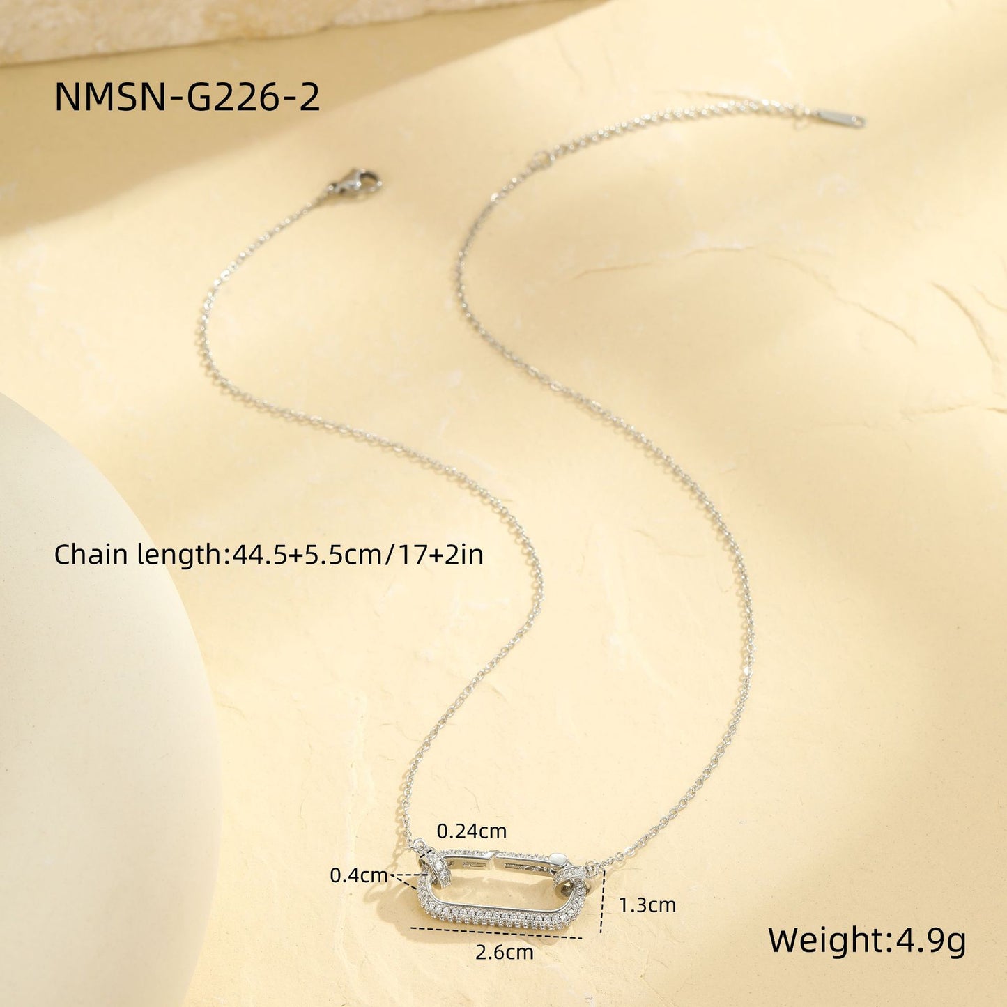 Fashionable Oval Stainless Steel Plated Necklace with Rhinestone Inlay for Women Minimalist Geometric Clavicle Chain