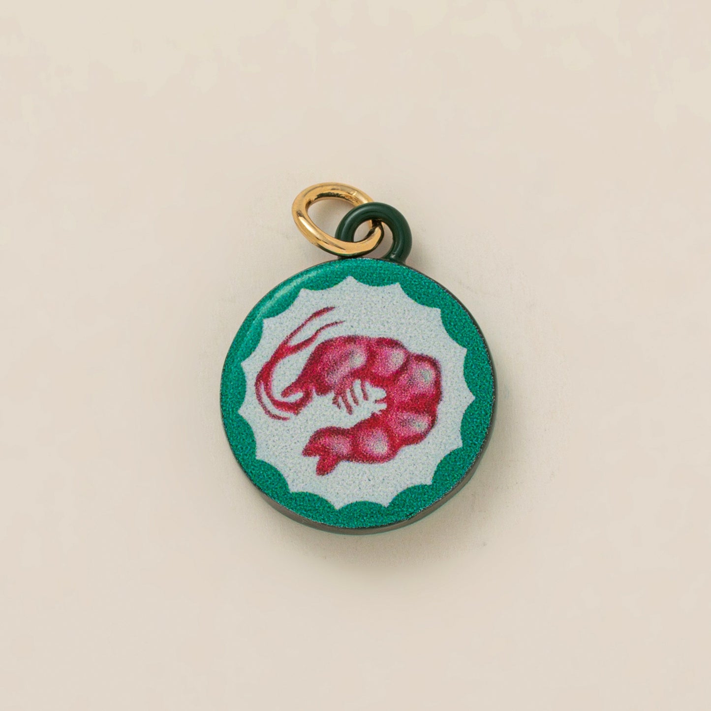 Vintage Plated Brass Ceramic Crab Lobster Clover Flower Charm Bar
