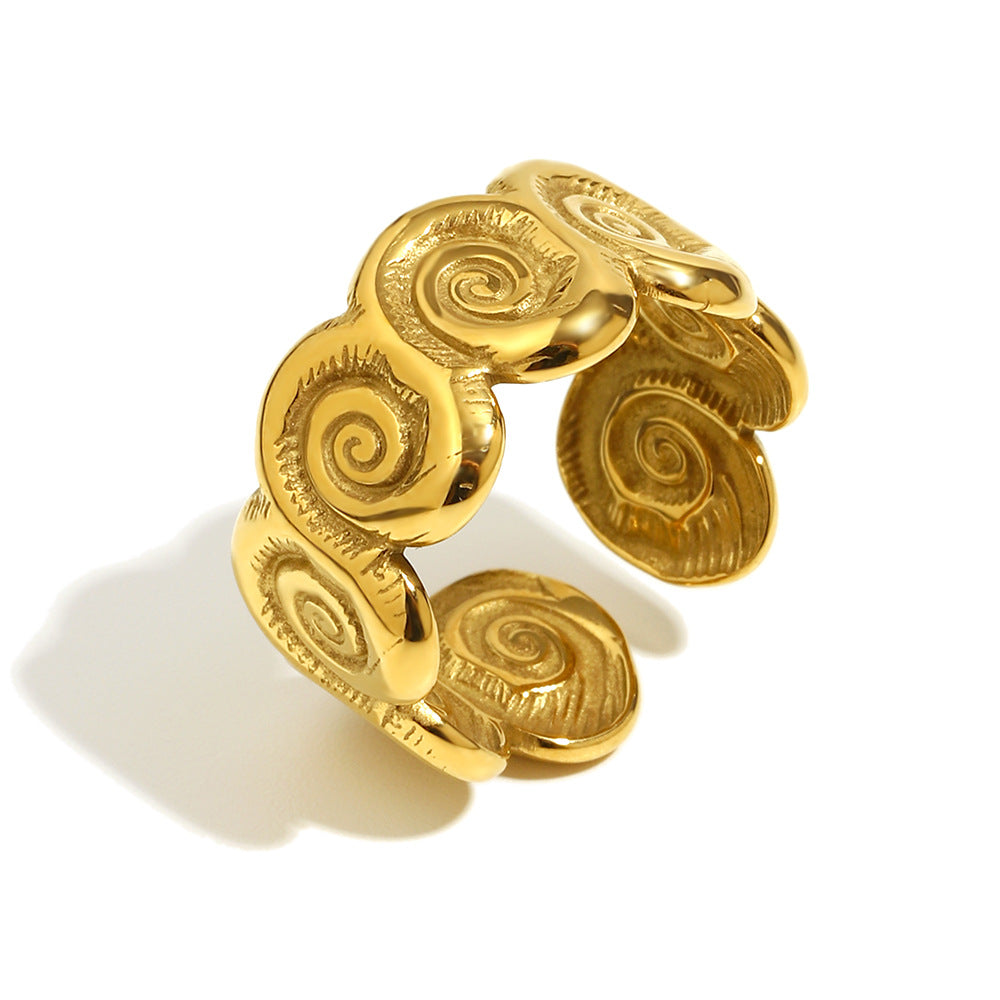 Anello geometrico minimalista da donna in acciaio inossidabile placcato oro 18 carati