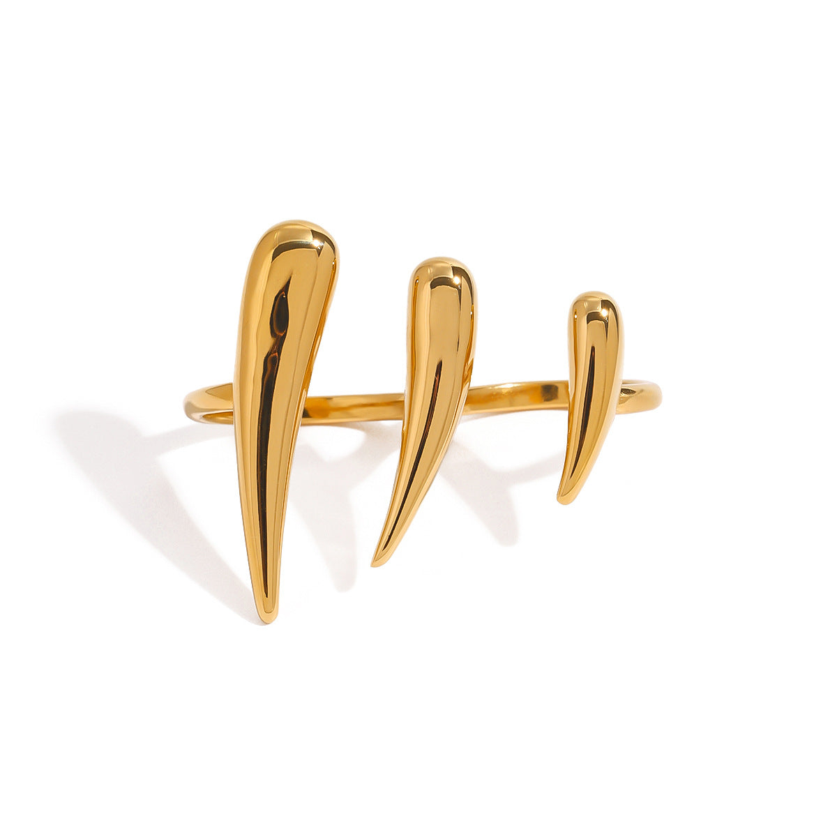 Anillo chapado de acero inoxidable geométrico minimalista para mujer con diseño de línea limpia