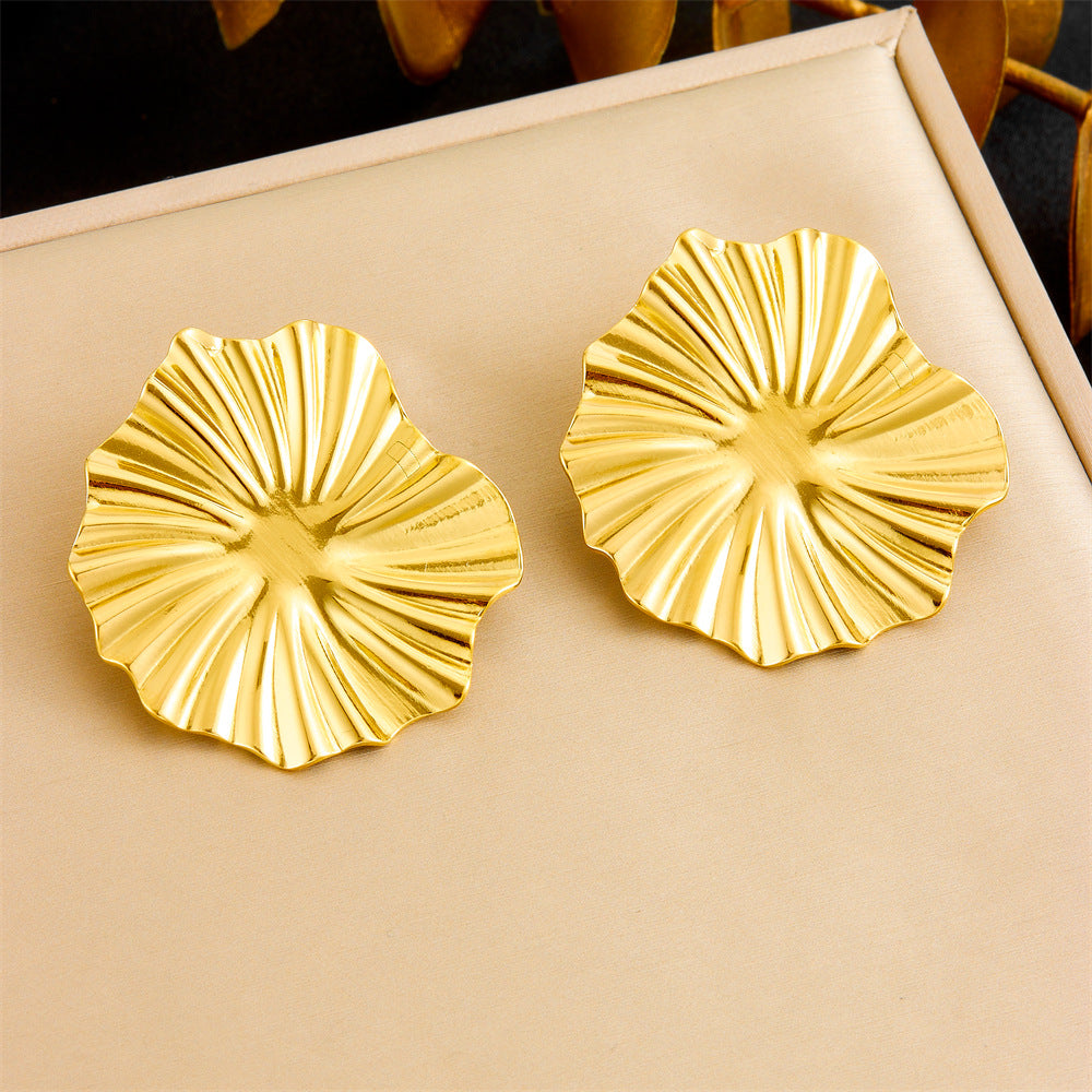 Minimalist Business Gold Plated Heart Teardrop Geometric Stainless Steel Earrings