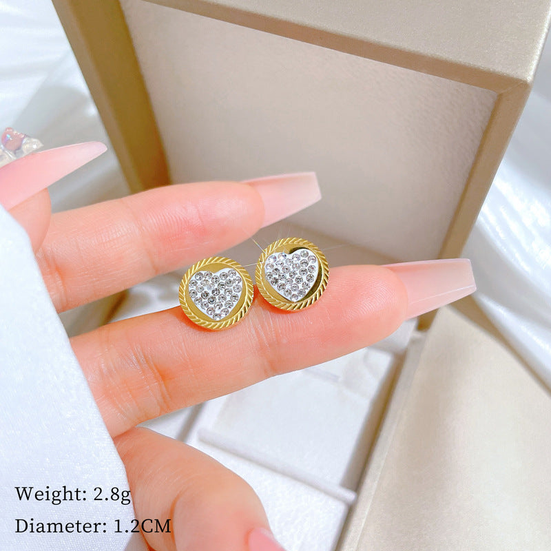 Minimalist Sweet Geometric Titanium Steel Plated Stud Earrings