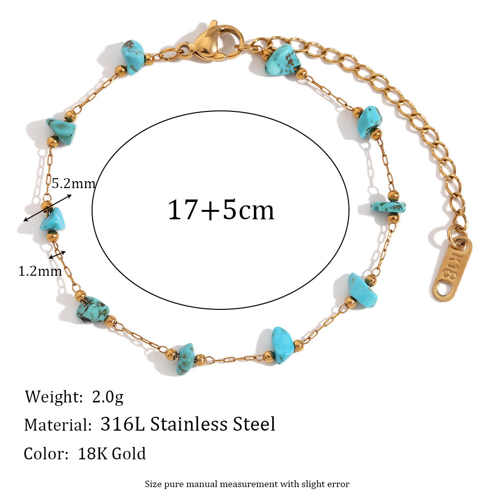 Collana Pendente Geometrica Minimalista da Donna in Acciaio Inossidabile con Placcatura in Oro 18K e Intarsio in Pietra Naturale