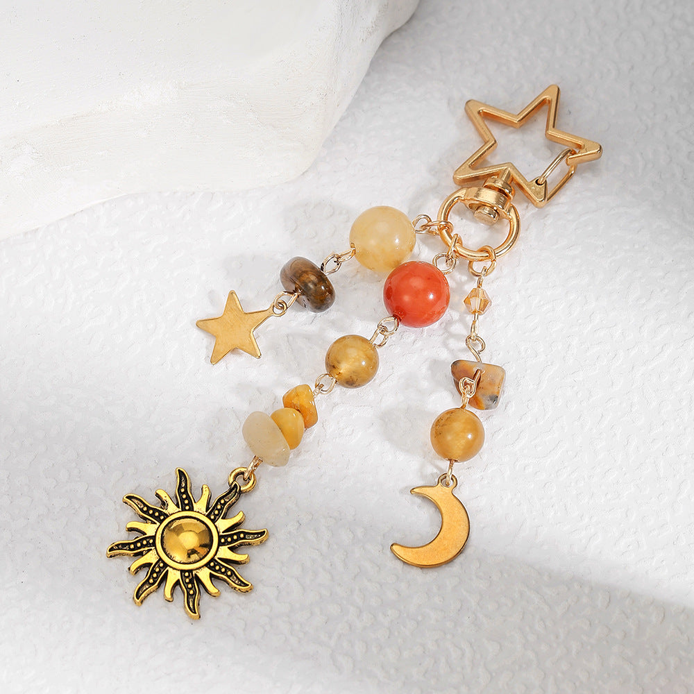 Sweet Minimalist Geometric Star Moon Zinc Alloy Keychain Bag Charm
