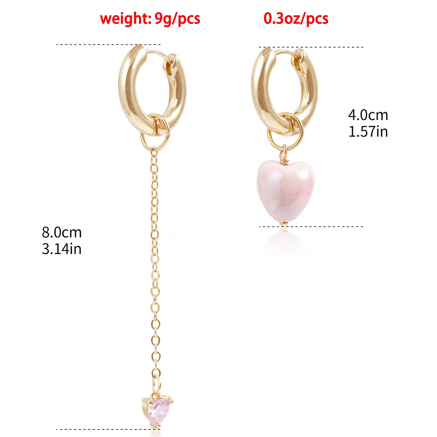 Aretes de moda con dije de corazón y detalle de borla con acabado chapado para mujer