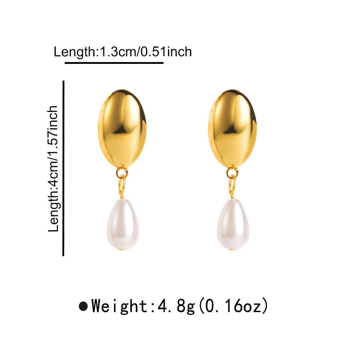 Orecchini minimalisti geometrici in acciaio inossidabile con perle d'imitazione per donna