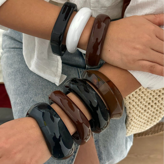 Bracciale a Polsino Quadrato Acrilico con Gradiente Vintage da Donna