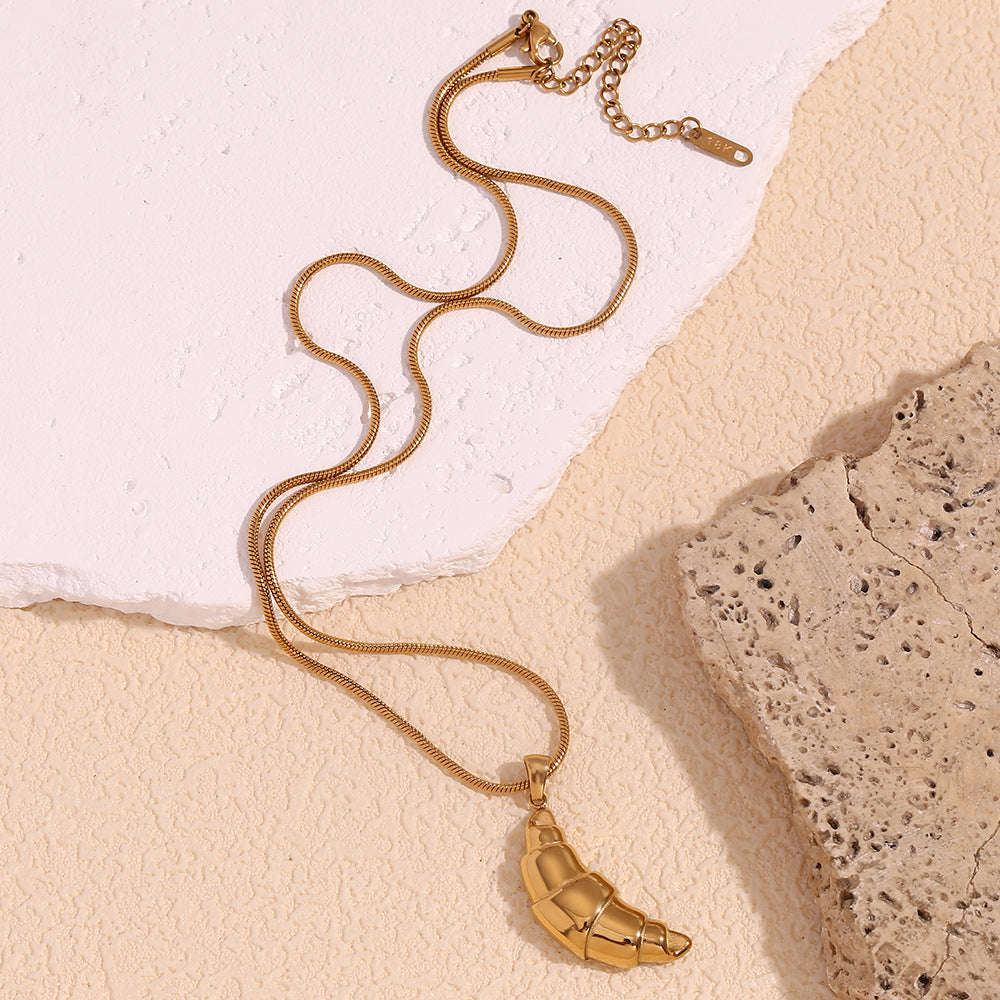 Collar con colgante geométrico de inspiración vintage para mujer, acero inoxidable con chapado en oro de 18 quilates y cadena de serpiente fina