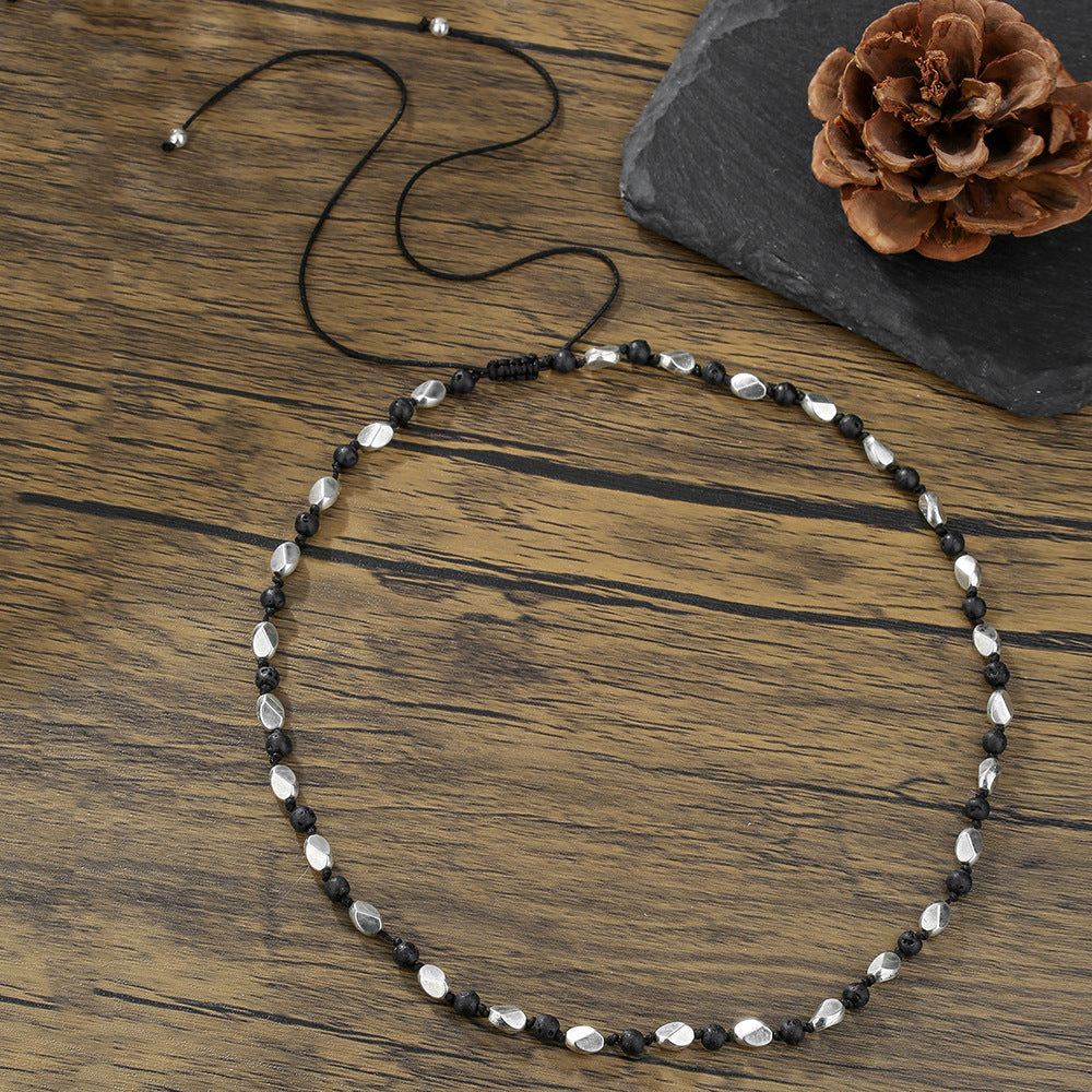 Hip-hop Vintage Geometric Round Alloy Pendant Necklace for Men and Women