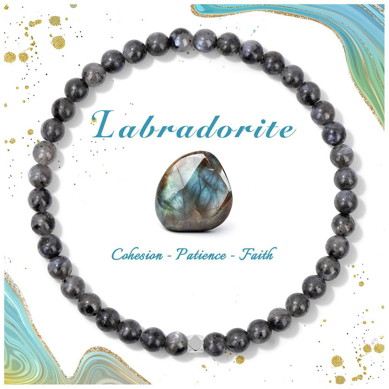 Minimalist Natural Crystal Agate Square Bead Stretch Bracelet for Women