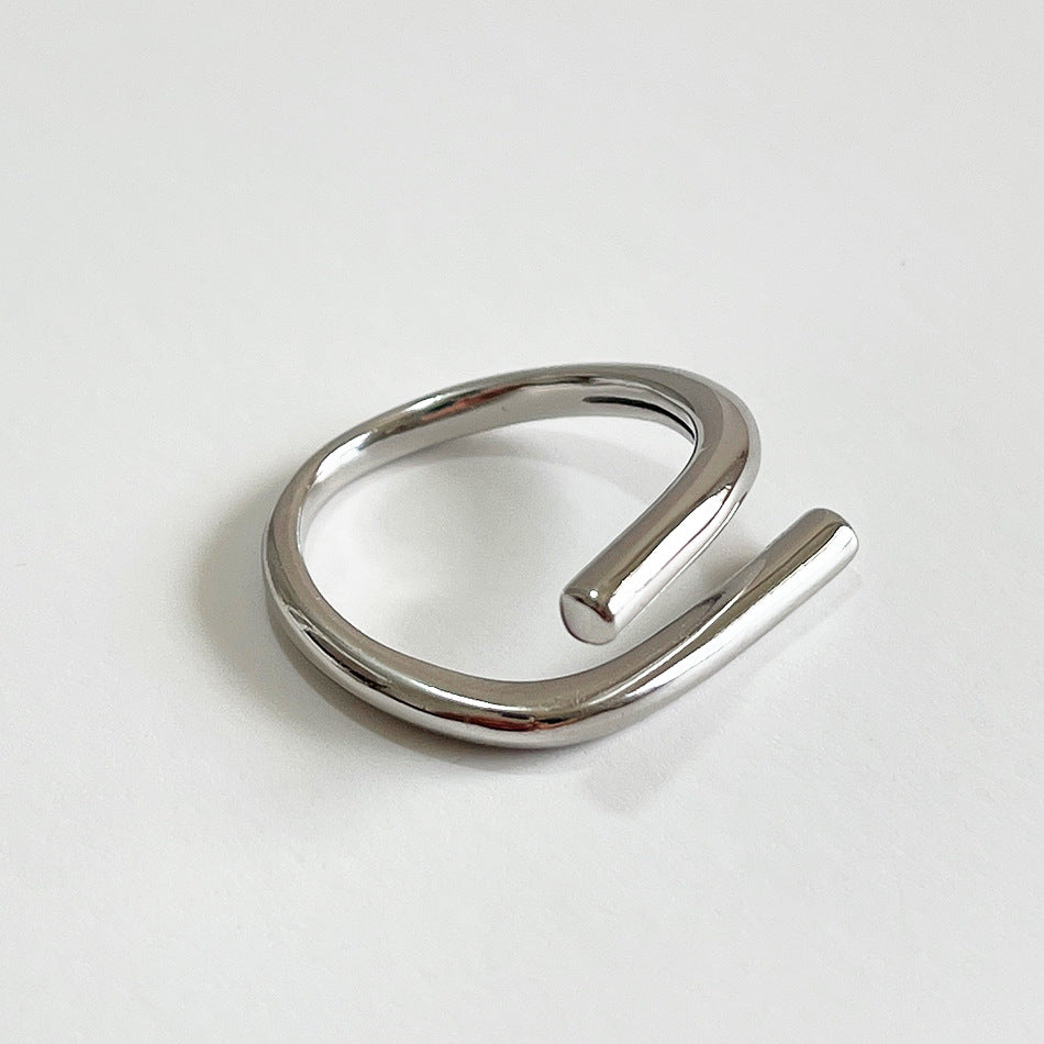Minimalist 925 Sterling Silver Geometric Heart Ring for Women