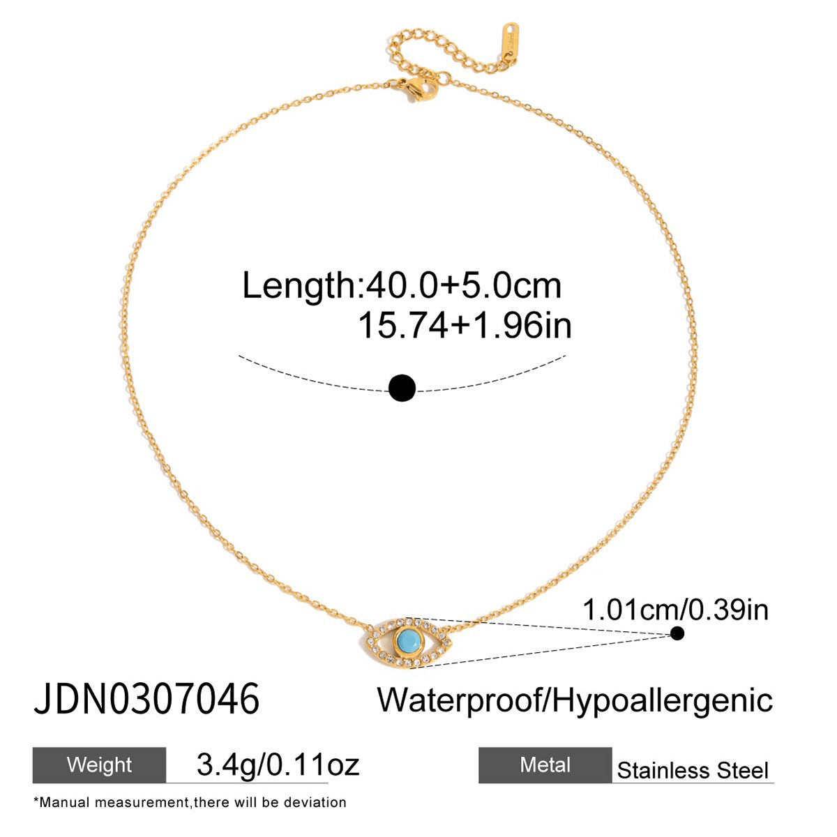 Collana con ciondolo geometrico minimalista in acciaio al titanio con finitura placcata da donna, catena maglione lusso leggero
