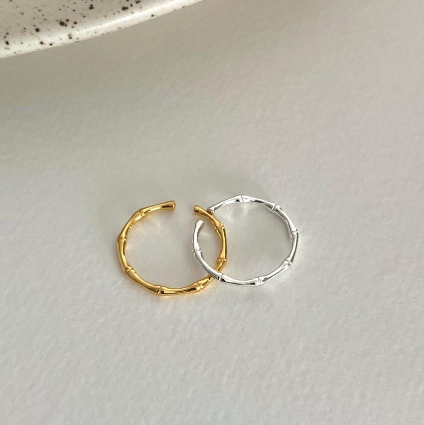 Minimalist 925 Sterling Silver Heart Bamboo Ring for Women