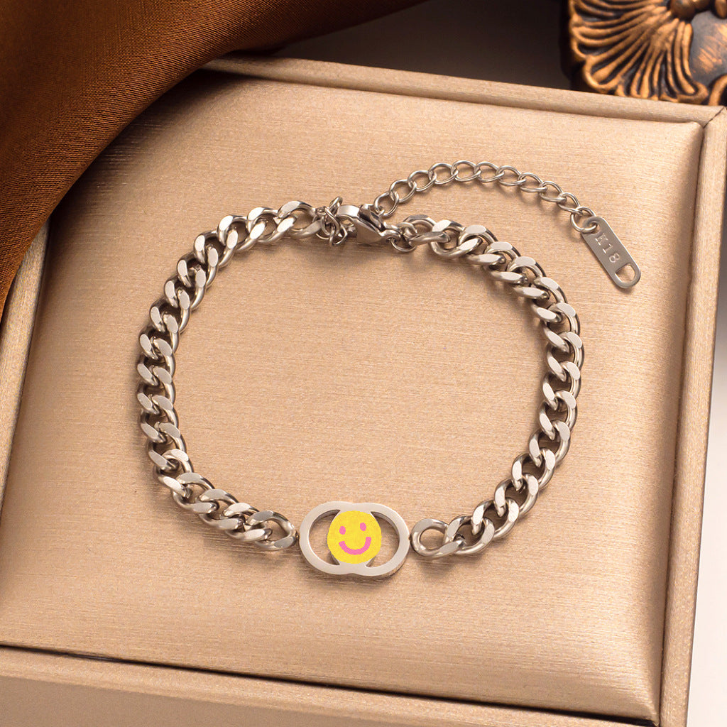 Pulsera de lujo geométrica de eslabones romanos de acero de titanio con detalles de diamantes de imitación para mujer