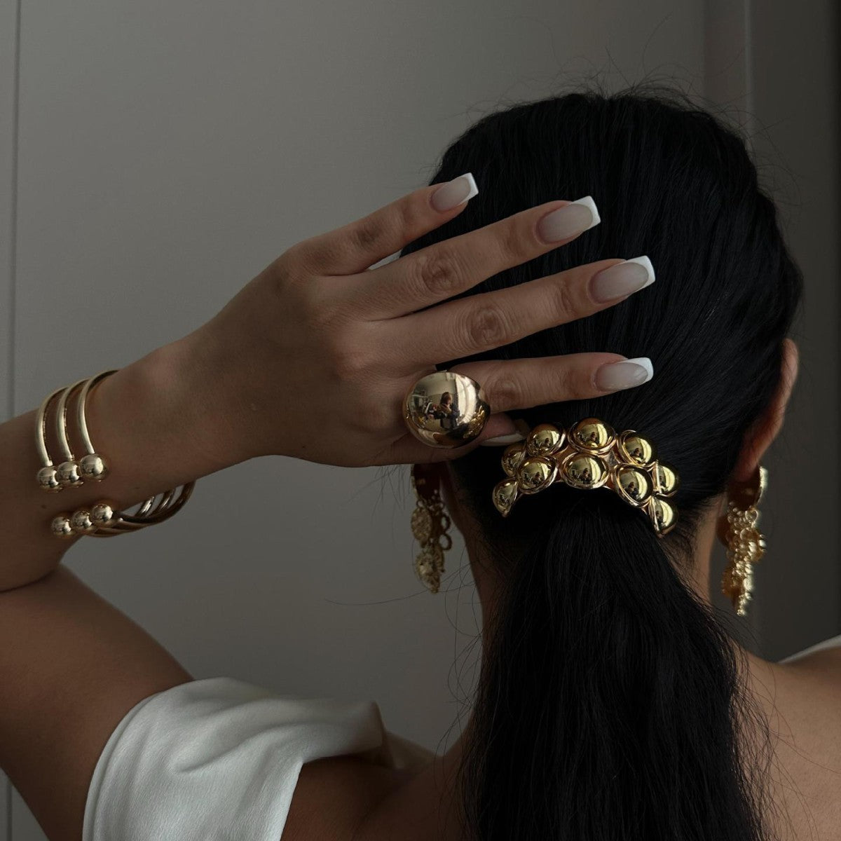 Fashion Gold Plated Alloy Round Geometric Hair Ring Set