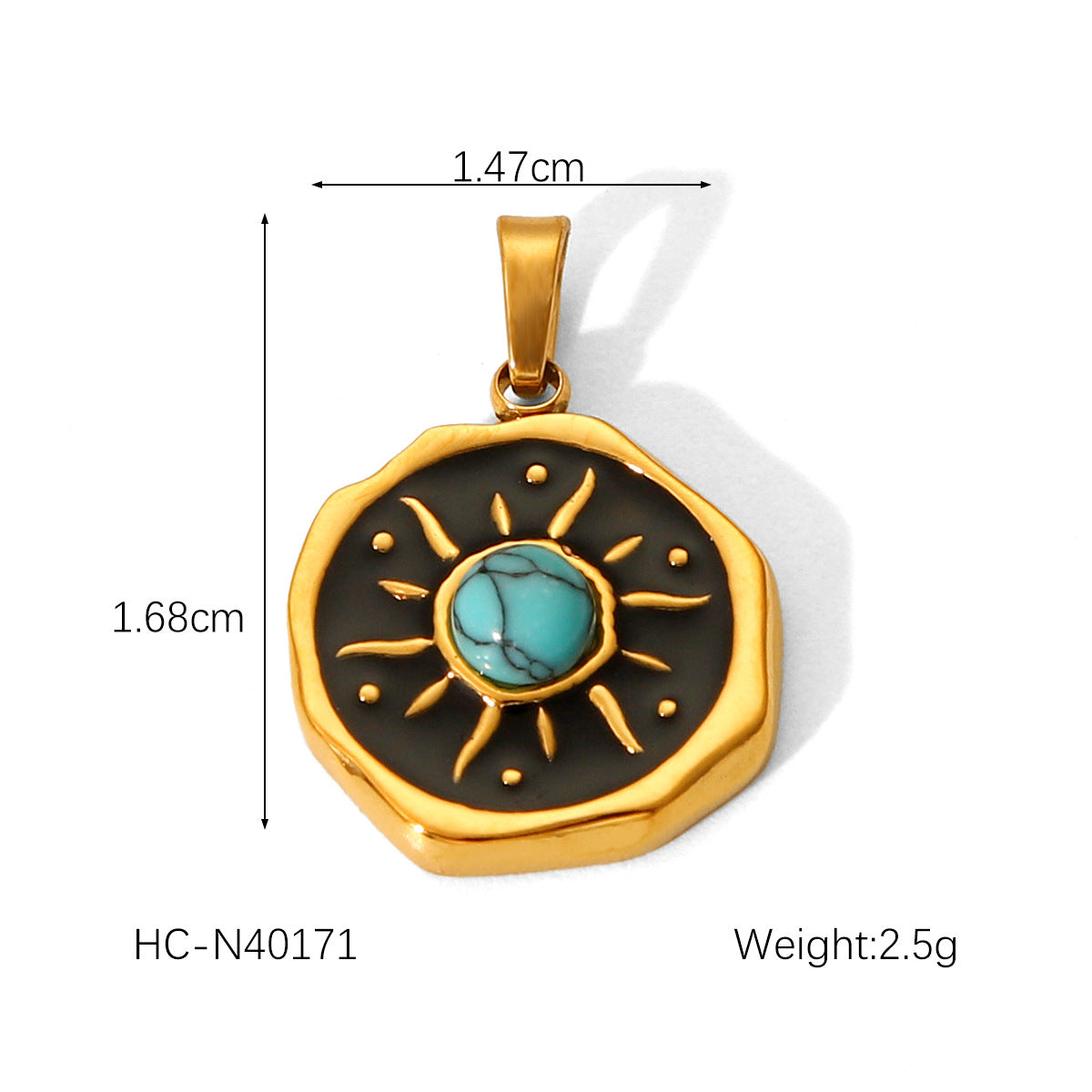 Vintage Luxury Geometric Round Oval Titanium Steel Stainless Steel Plated Gemstone Inlay Charm Bar