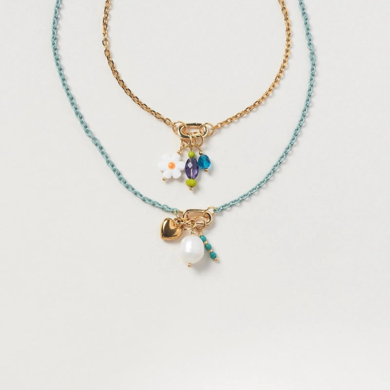 Collana con ciondolo a cuore floreale in ottone placcato oro 18 carati Sweet Charm fai da te Unisex
