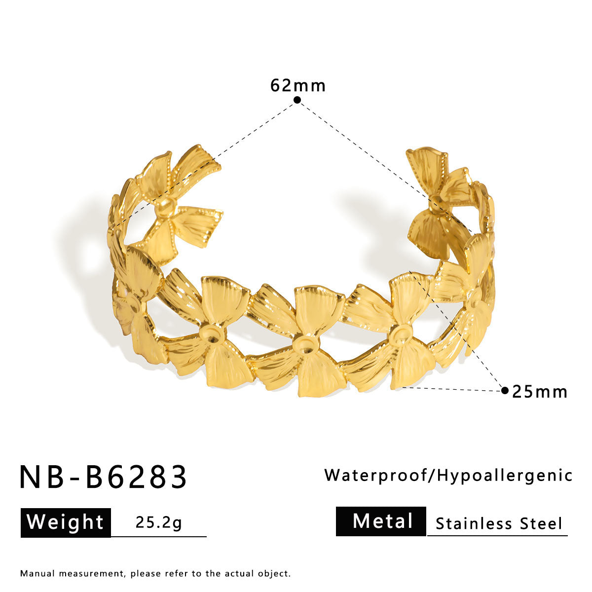 Minimalist Geometric Stainless Steel Wide Cuff Bracelet with 18K Vacuum Plating for Women