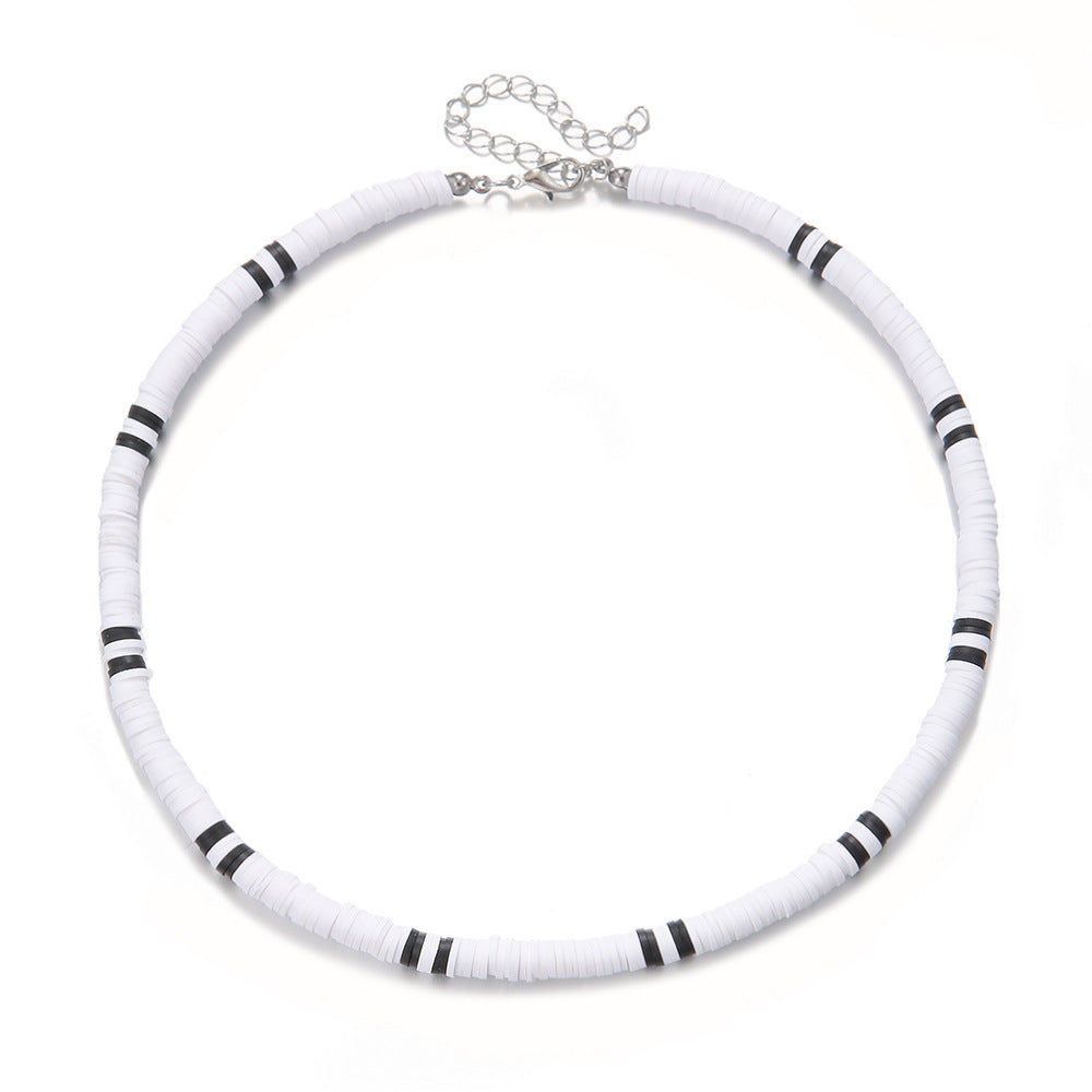 Geometric Wood and Natural Volcanic Stone Beaded Necklace for Men and Women