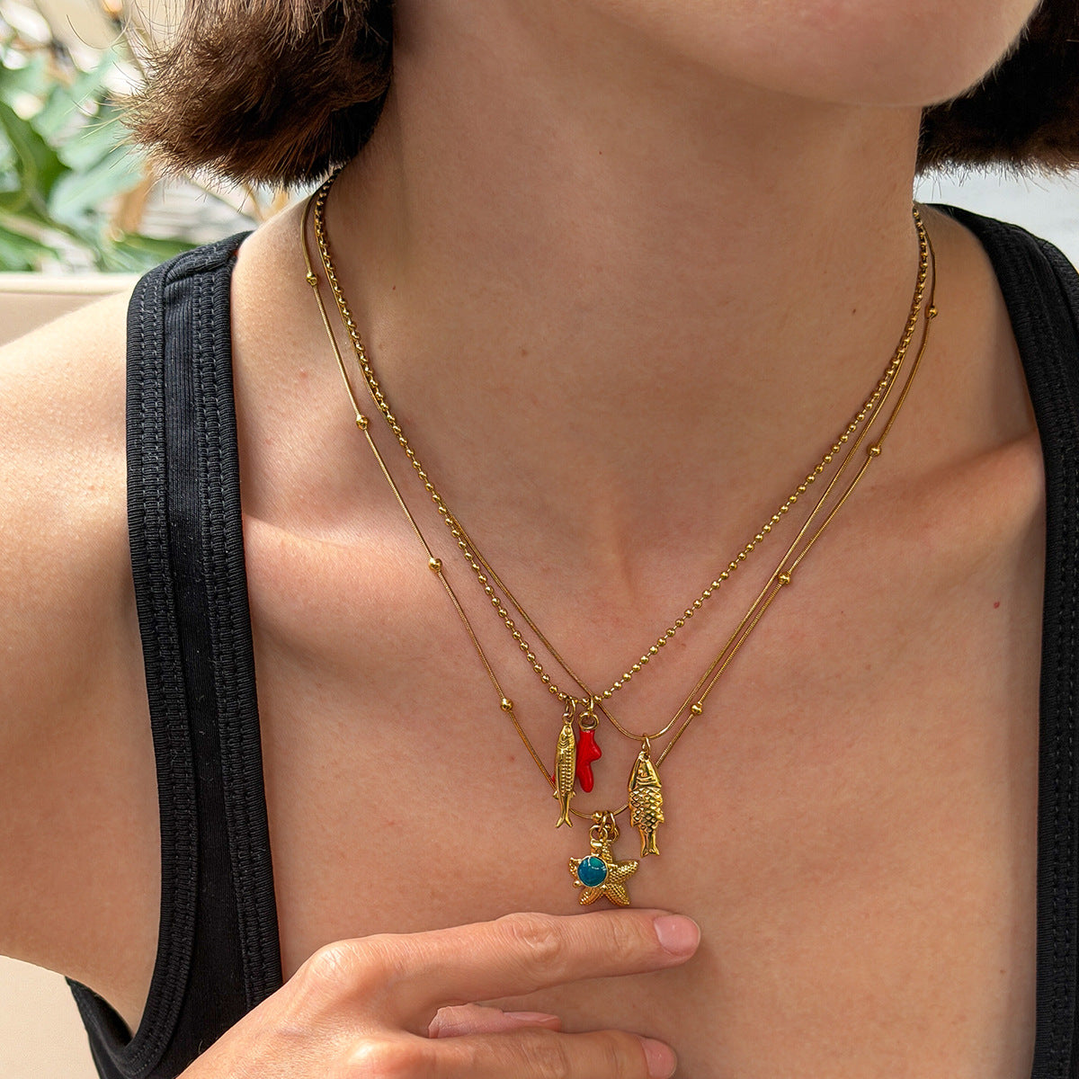 Sweet Stainless Steel PVD Animal Pendant Necklace for Women