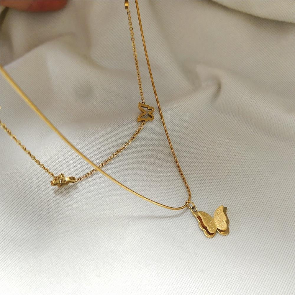 Minimalist Butterfly Titanium Steel Necklace for Women