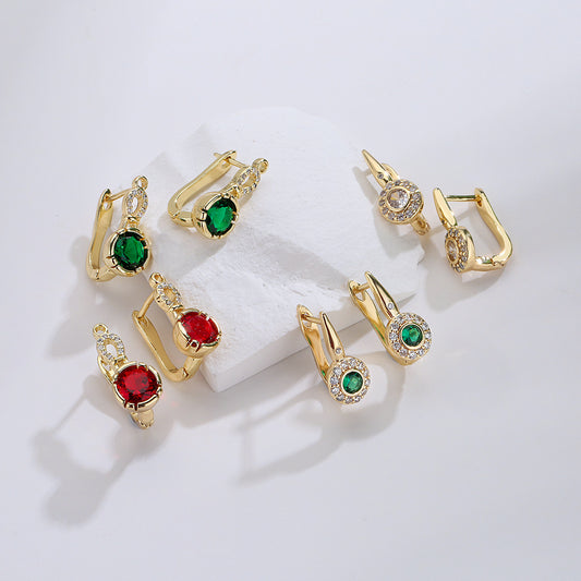Pendientes Geométricos Minimalistas para Mujer de Latón con Baño de Oro de 18K e Incrustaciones de Zirconia