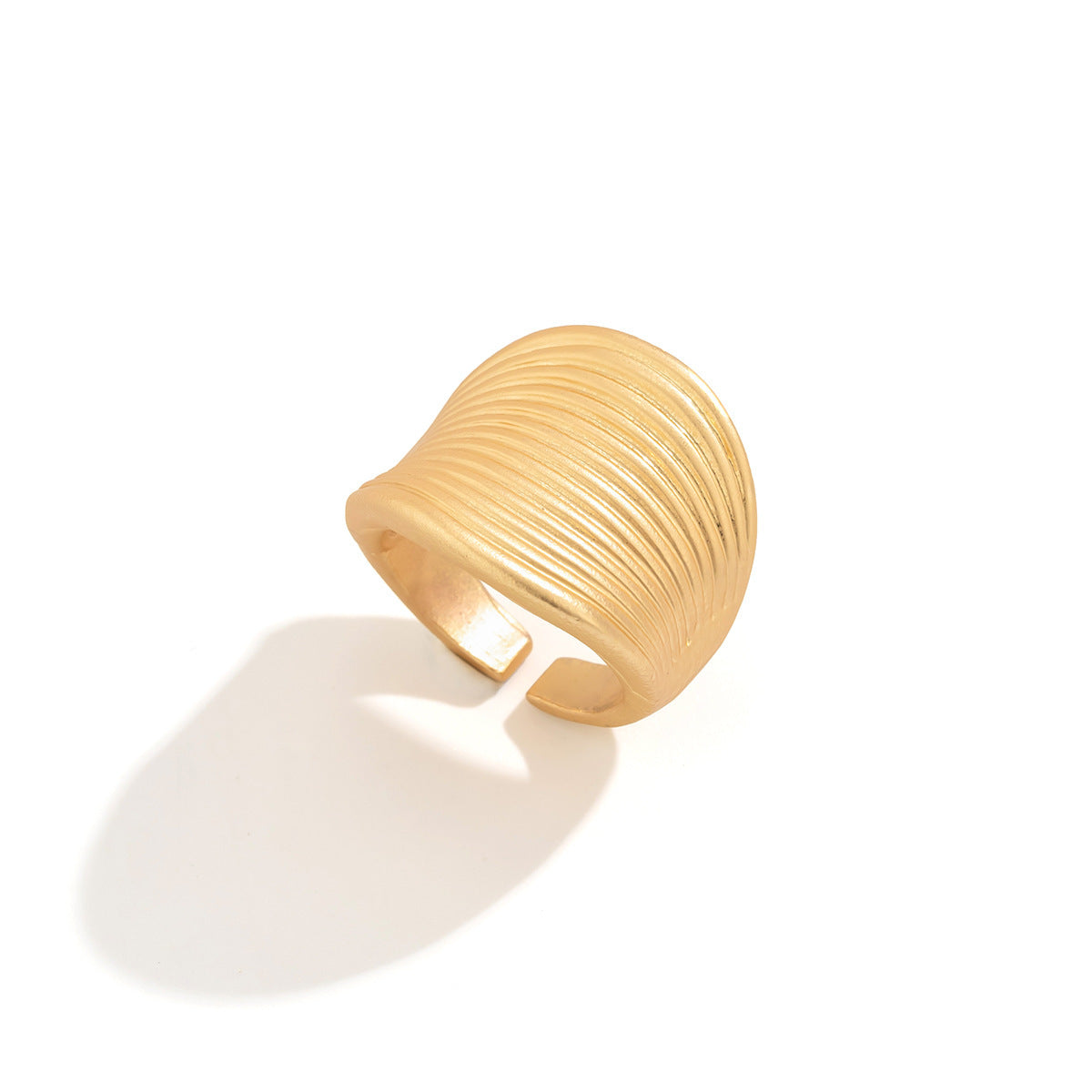 Anello regolabile in lega con design geometrico floreale, spazzolato, color argento, stile minimalista