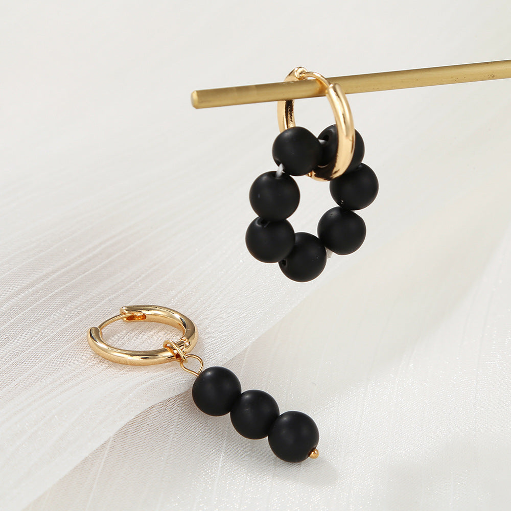 Minimalist Asymmetrical Geometric Alloy Ear Cuffs with Tiger Eye and Rose Quartz Accents for Women