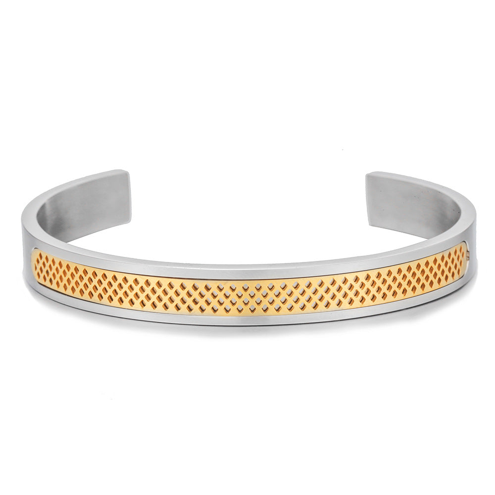 Vintage Geometric Square Plated Stainless Steel Bracelet for Men and Women