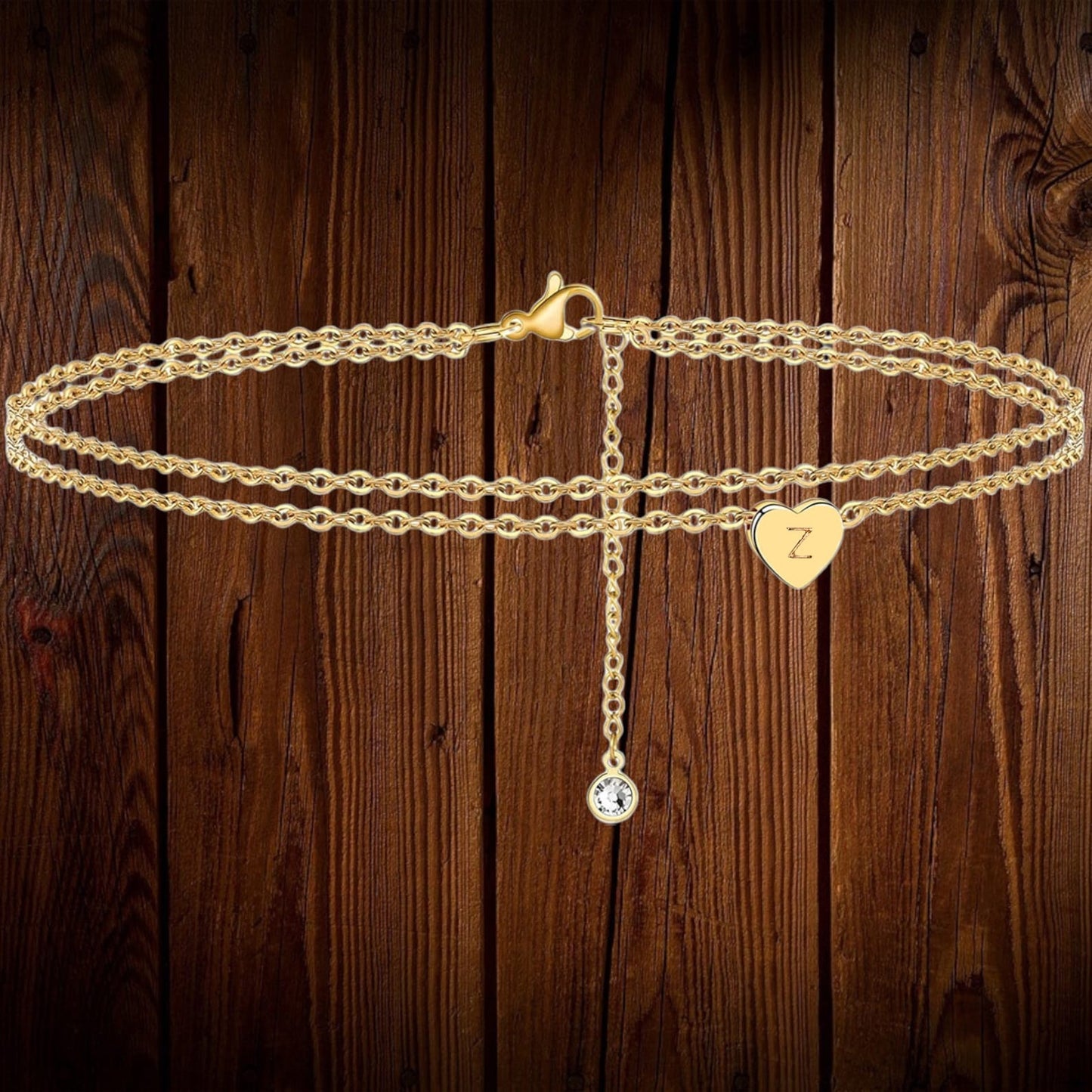 Cavigliera da Donna Minimalista in Acciaio al Titanio a Cuore Geometrico Placcata Oro 18K