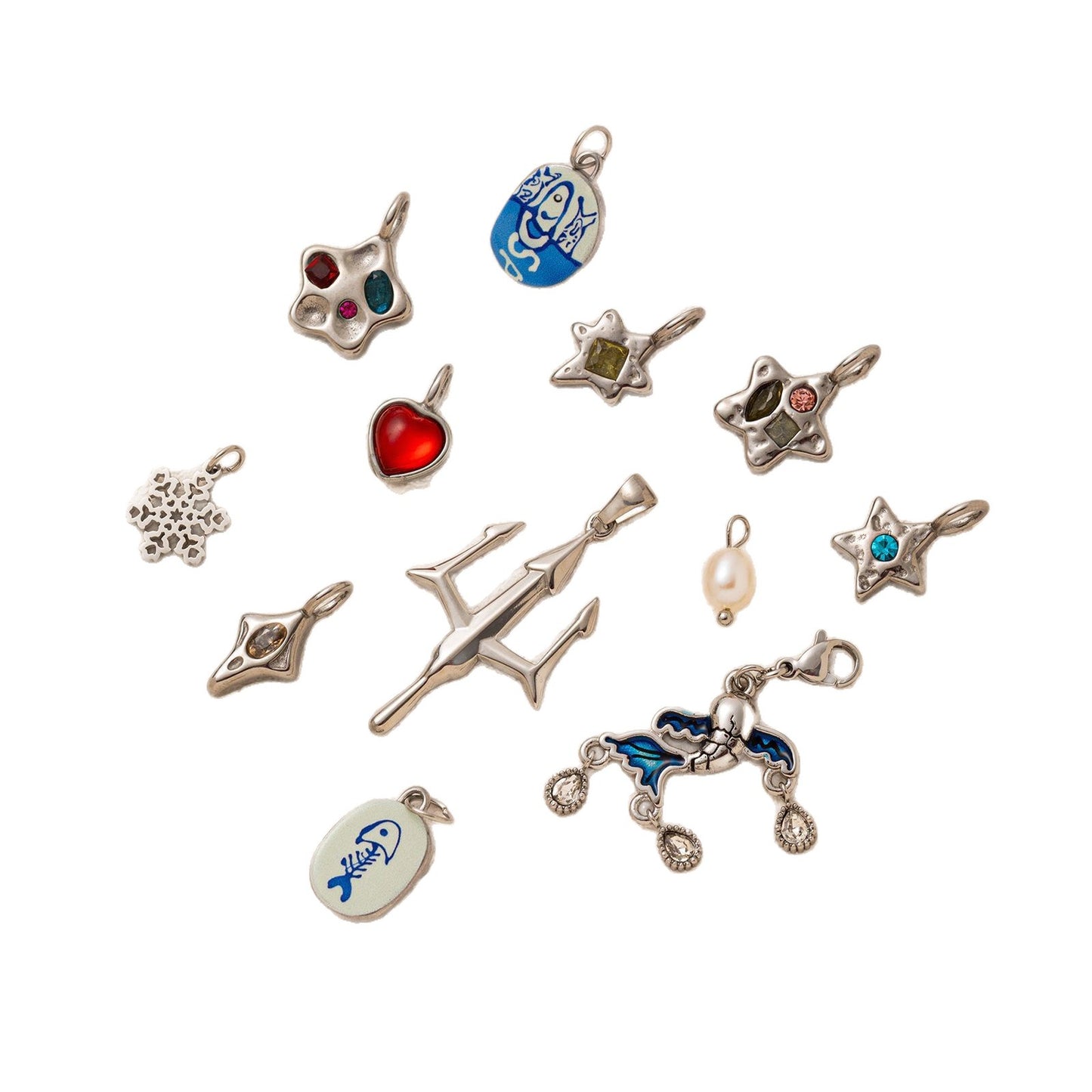 Vintage Stainless Steel Star Snowflake Pendant Charm Bar PVD 18K Gold Plated for Women