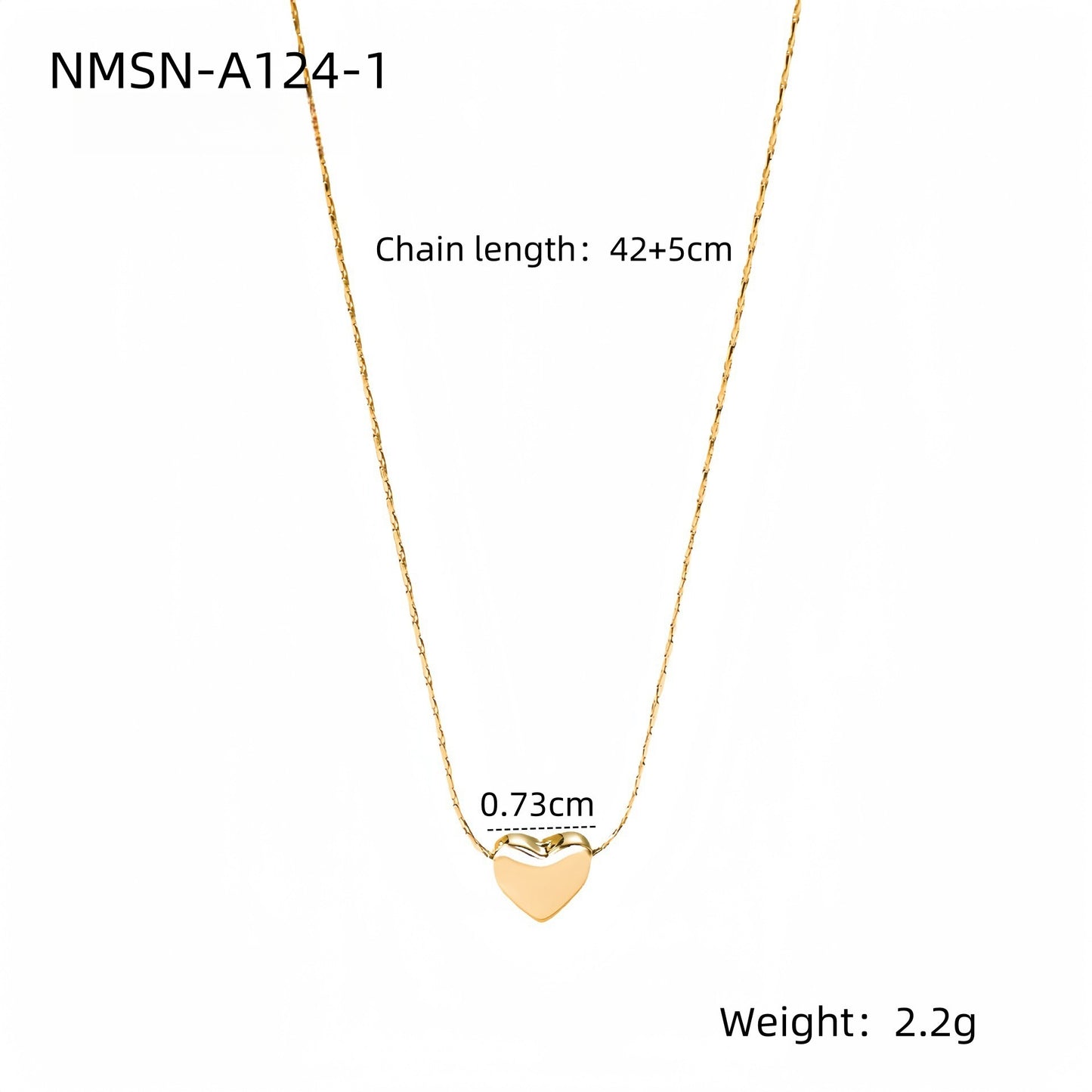 Minimalist Heart-Shaped Stainless Steel Necklace with 18K Gold Plating and Pearl Accent for Women