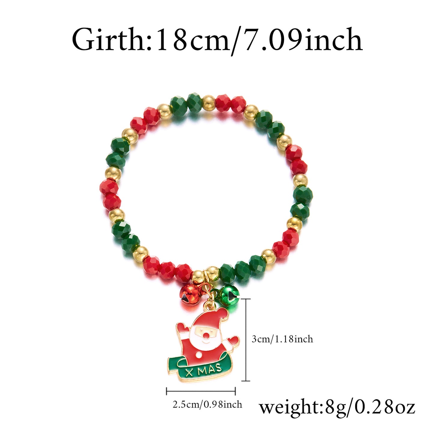 Luxury Style Cartoon Santa Claus and Snowman Pendant Bracelet for Women Alloy Handmade Christmas Tree Ornament with Crystal Beads