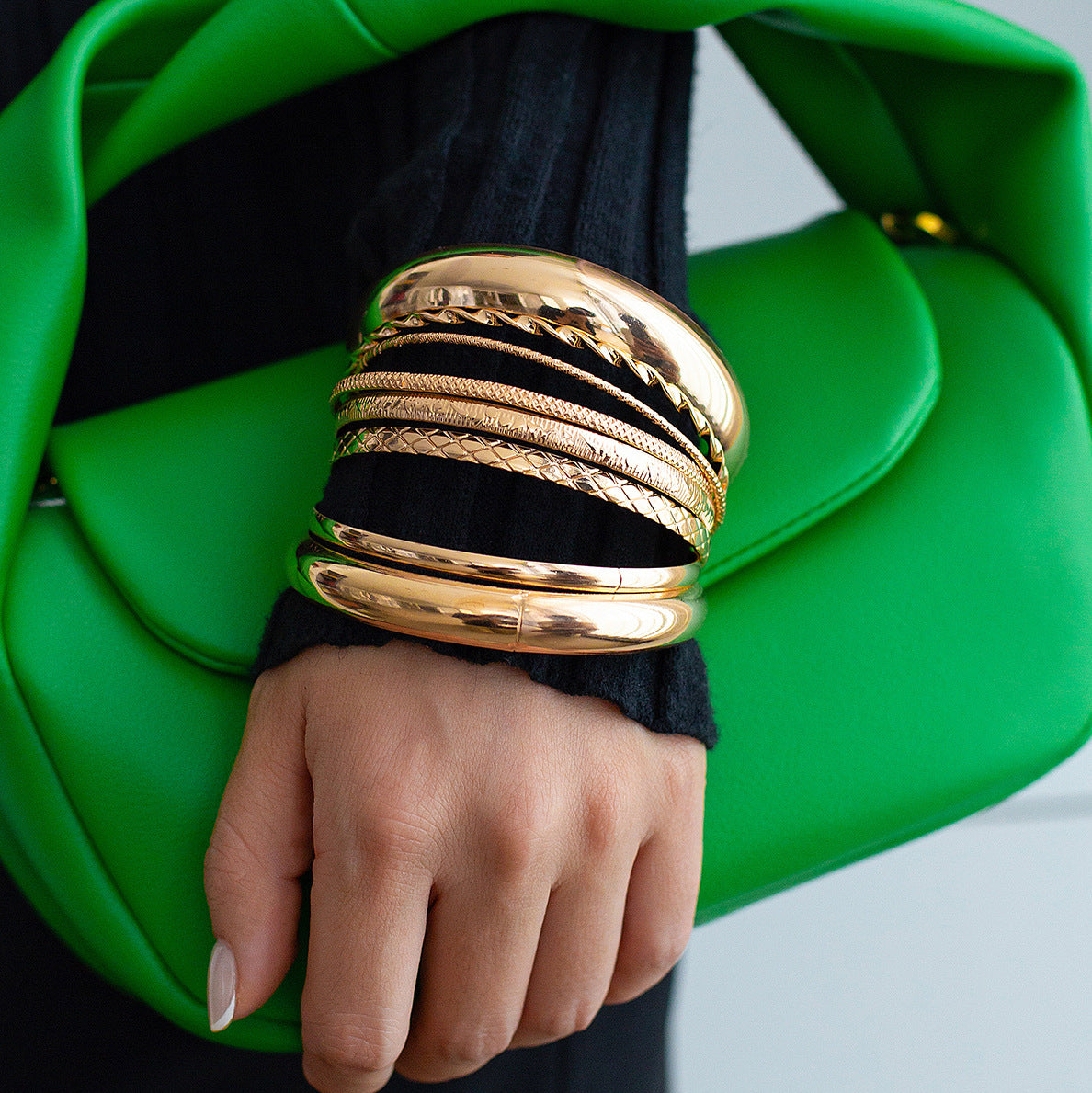 Minimalist Geometric Plated Iron Bracelet Set