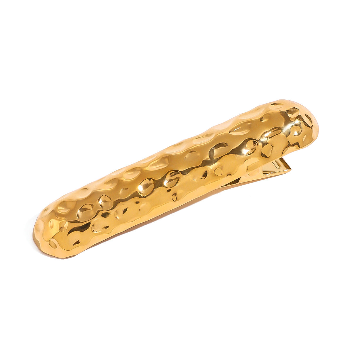 Minimalist Stainless Steel Hammered Texture Bangs Clip Hair Accessory for Women, Fade-Resistant Plated Finish