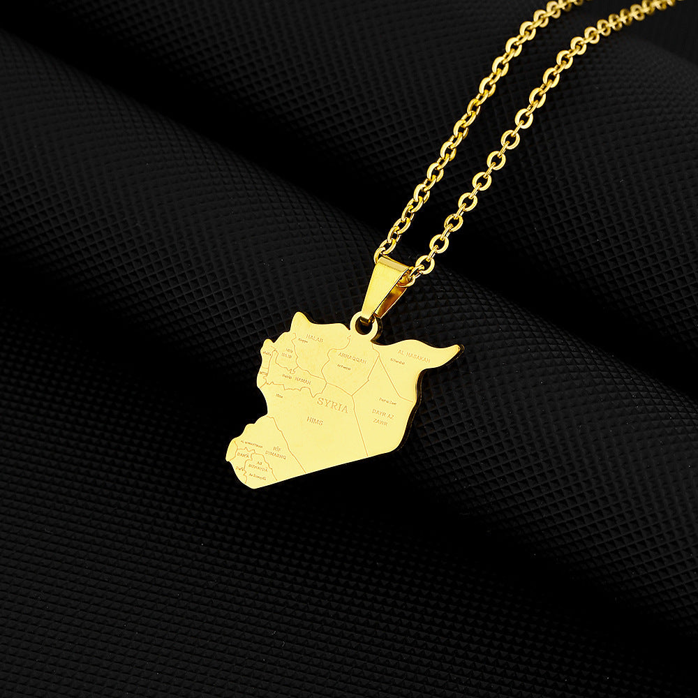 Collar con colgante geométrico minimalista de acero de titanio con acabado chapado y cadena tipo O, unisex, para uso diario