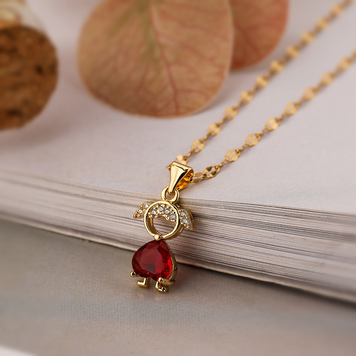 Minimalist Geometric Zirconia Pendant Necklace for Women in Copper Adjustable Clavicle Chain