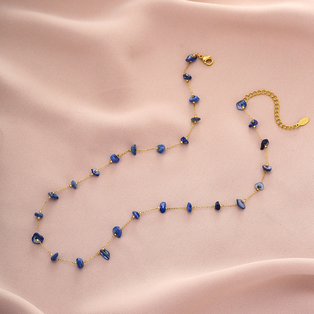 Elegante collana geometrica in acciaio al titanio con ciondolo in pietra naturale per uomo e donna, catena placcata per clavicola estiva