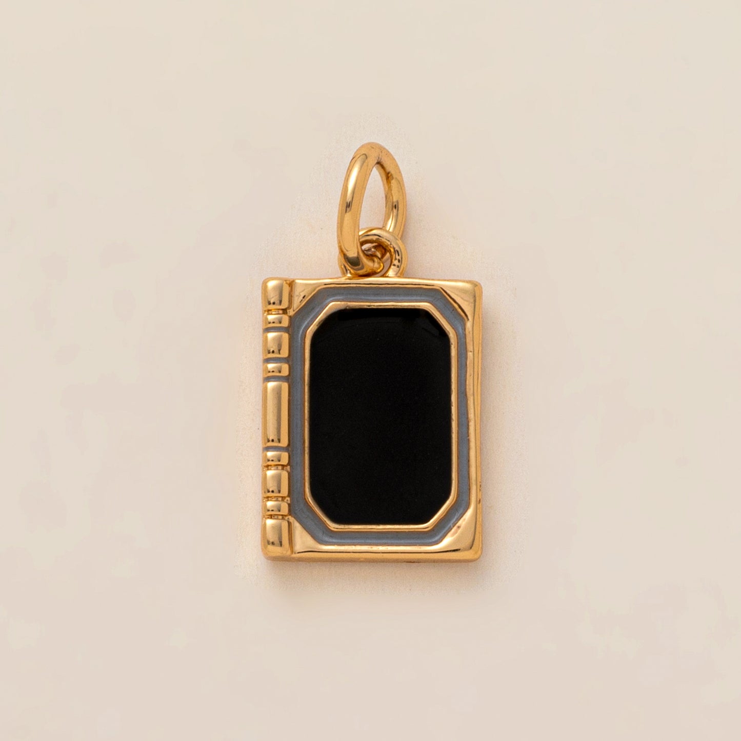18K Gold Plated Brass Geometric Stainless Steel Pendant with Cubic Zirconia on Ball Chain Charm Bar for Unisex