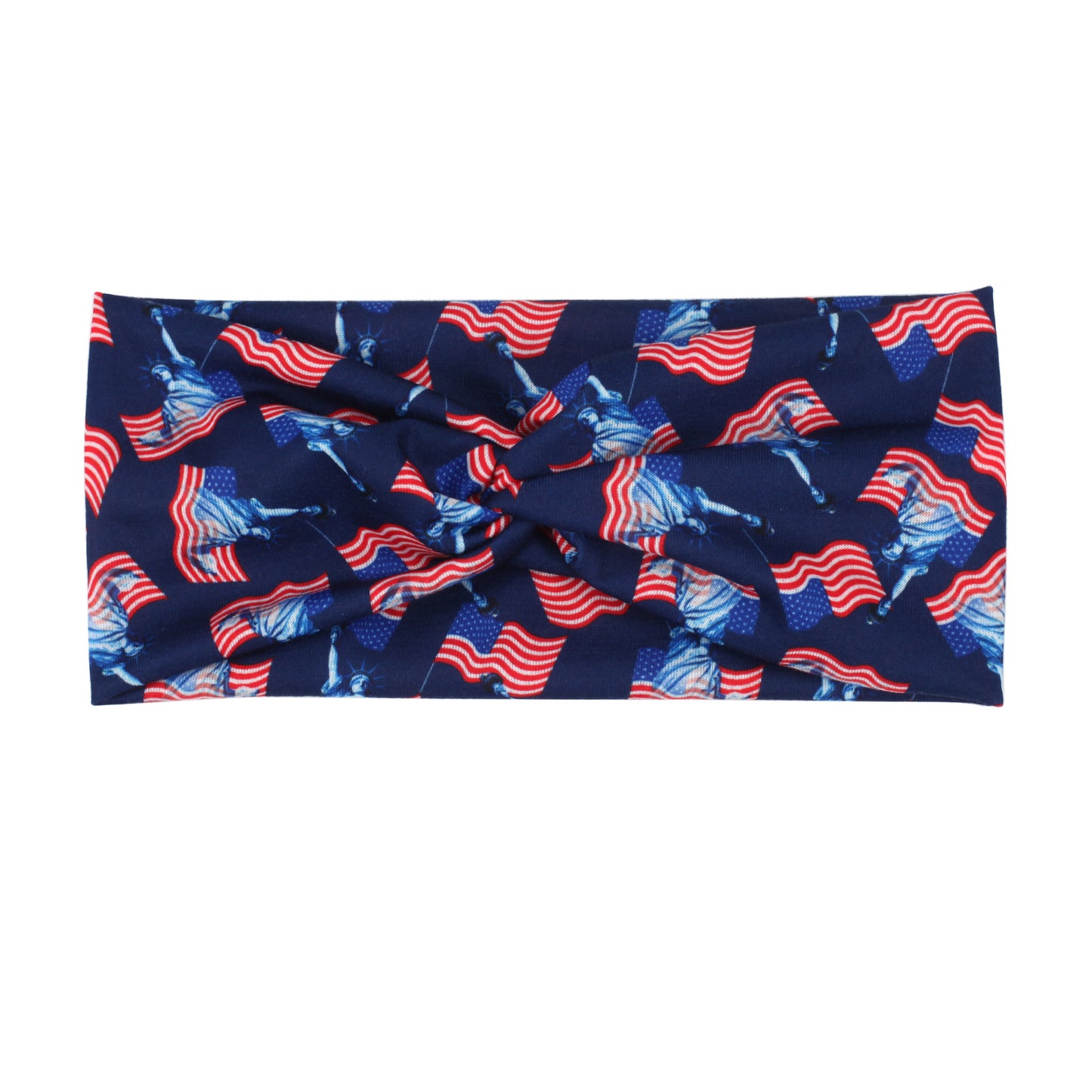 Fascia per Capelli Sportiva Stampa Foglie Bandiera Americana Rosso Bianco Blu a Strisce per Yoga Fitness Festa