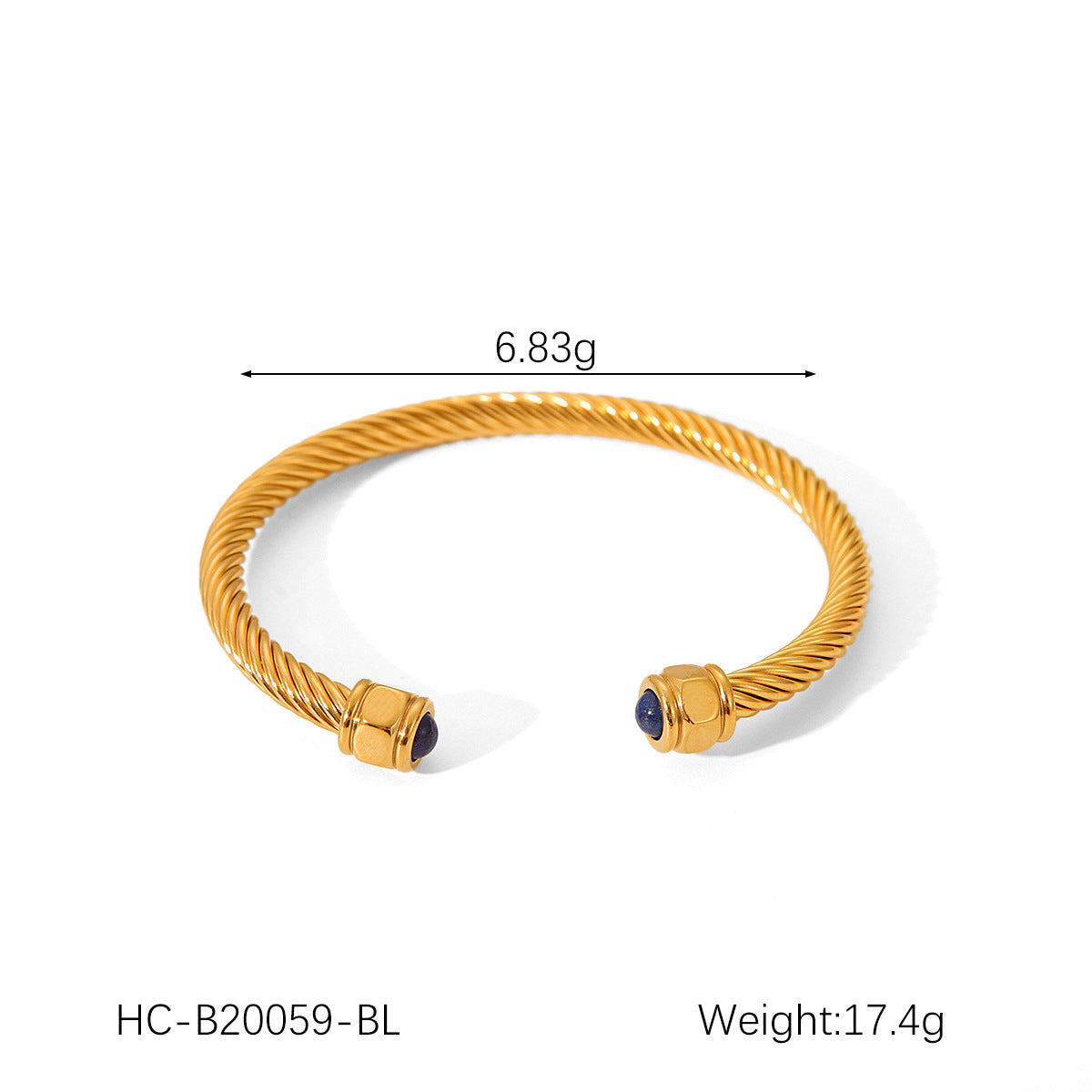 Minimalist C-Shaped Titanium Steel Bracelet for Women with Plated Finish and Twist Design