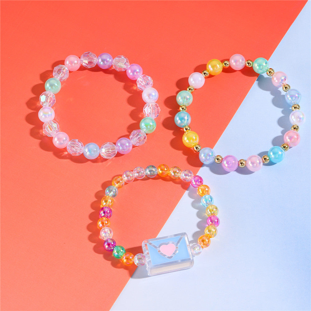 Braccialetto Acrilico Colorato a Forma di Busta per Bambini con Design Geometrico e Stile Graziosa Principessa