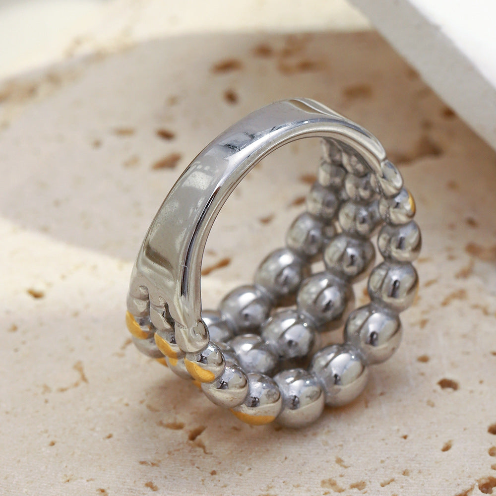 Anello con Nodo a Sfera Tonda in Acciaio Inossidabile Placcato Oro 18K Geometrico Minimalista da Donna Accessorio di Moda di Lusso