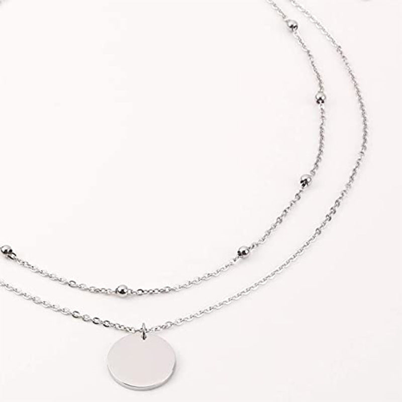 Minimalist Geometric Stainless Steel Pendant Necklace with Polished Finish for Layering
