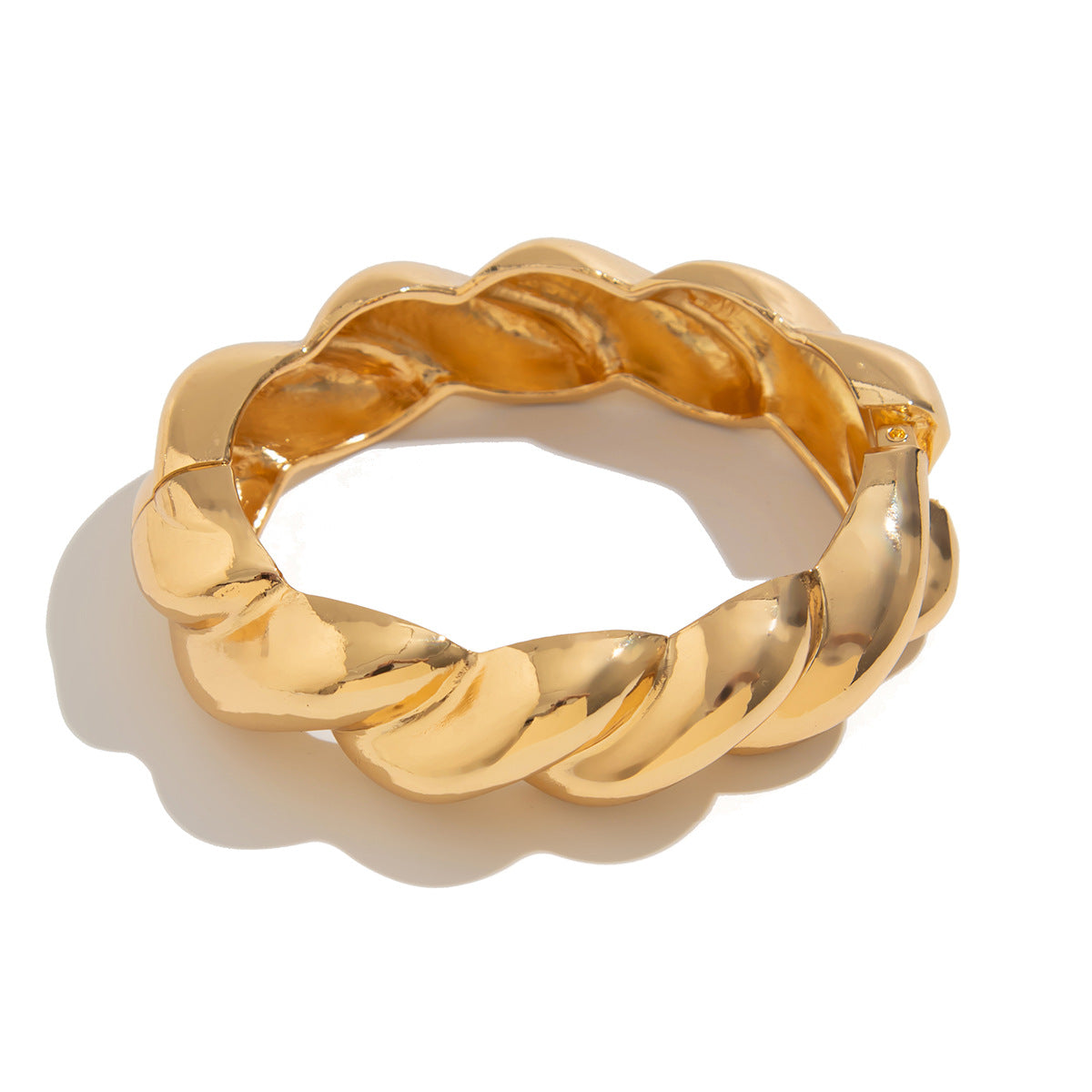 Bracciale da donna in lega placcata oro con finitura a specchio, esagonale geometrico, stile vintage