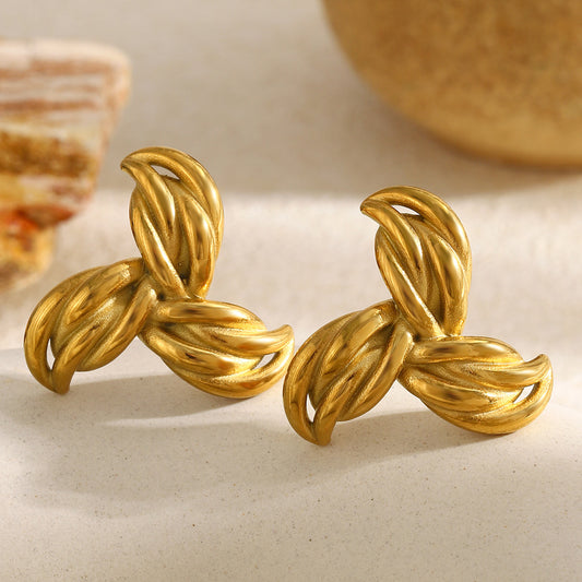 Unique Geometric Stainless Steel Gold Plated Asymmetric Earrings for Women