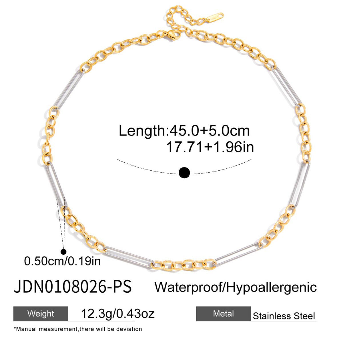 Collana da donna minimalista geometrica placcata in titanio e acciaio, con catena in acciaio inossidabile